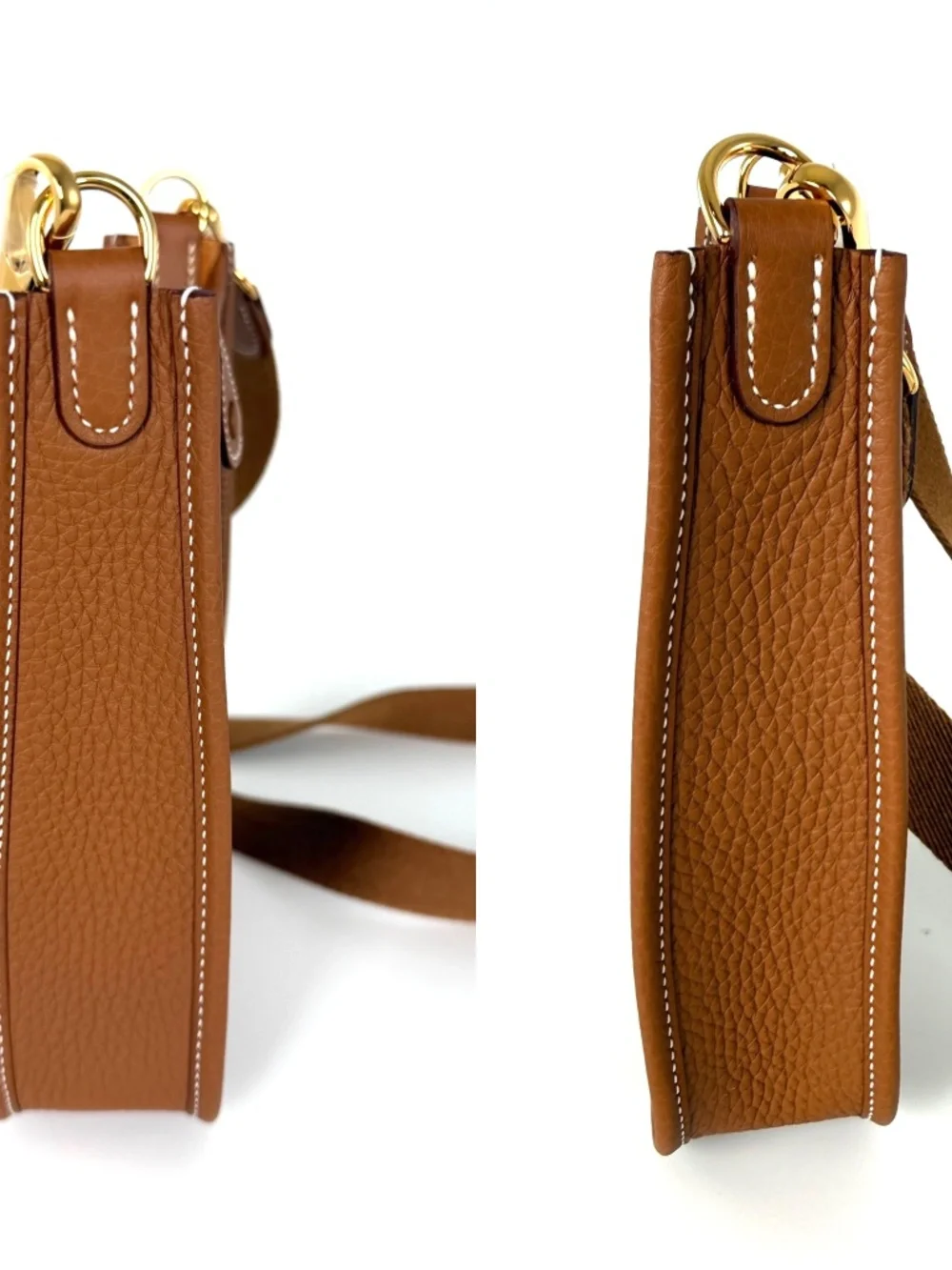 HERMES Mini Evelyne TPM 16 Gold on Gold Leather Crossbody Bag New - Picture 5 of 10